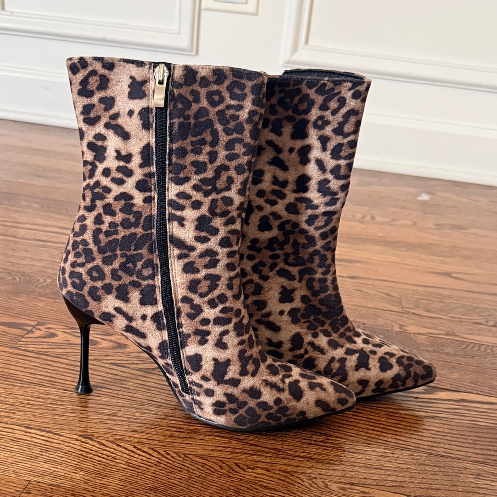 Leopard Print Stiletto Ankle Boots